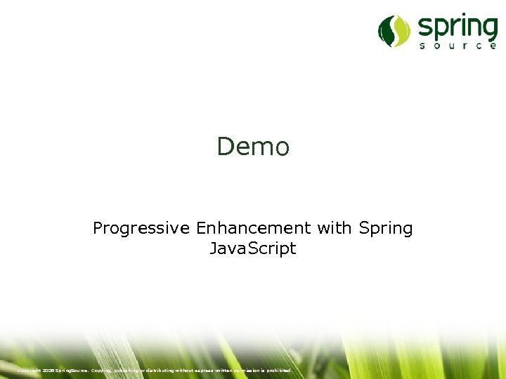 Demo Progressive Enhancement with Spring Java. Script Copyright 2008 Spring. Source. Copying, publishing or