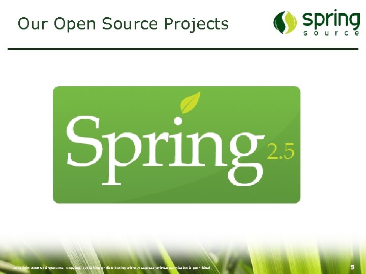 Our Open Source Projects Copyright 2008 Spring. Source. Copying, publishing or distributing without express