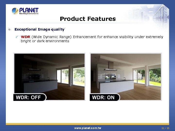 Product Features u Exceptional Image quality ü WDR (Wide Dynamic Range) Enhancement for enhance