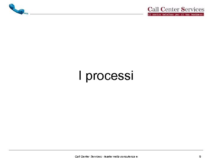 I processi Call Center Services - leader nella consulenza e 9 