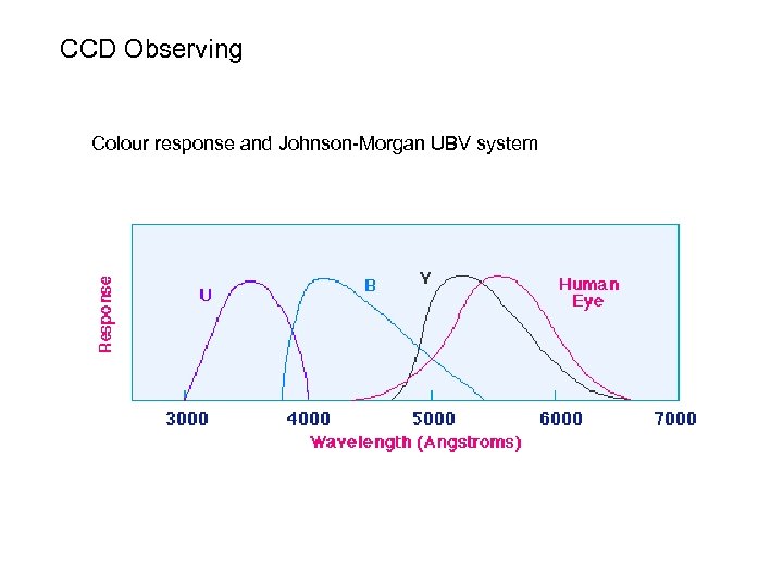 CCD Observing Colour response and Johnson-Morgan UBV system 