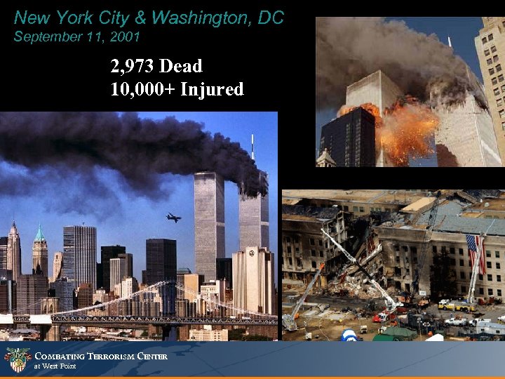 New York City & Washington, DC September 11, 2001 2, 973 Dead 10, 000+
