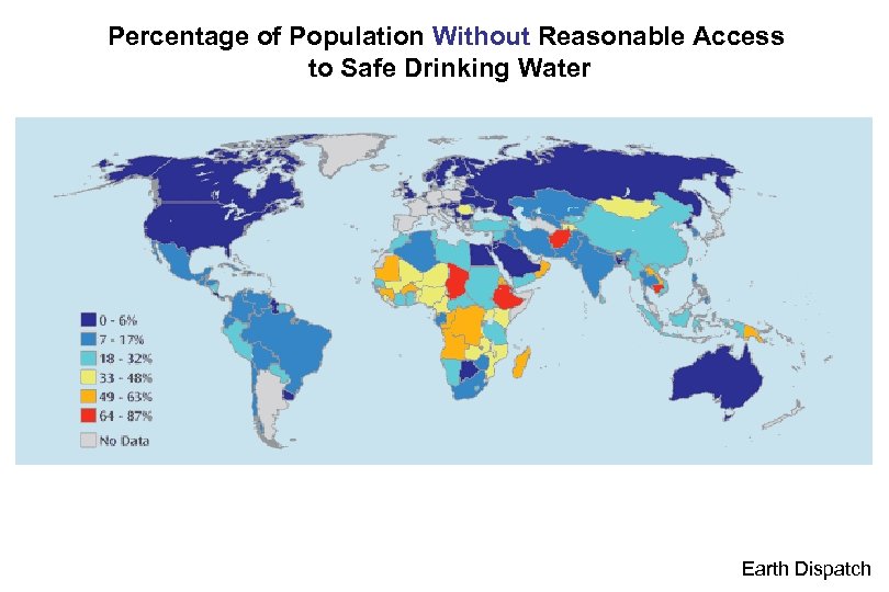 Percentage of Population Without Reasonable Access to Safe Drinking Water Earth Dispatch 