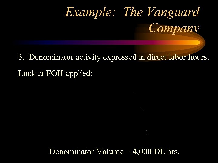 Example: The Vanguard Company 5. Denominator activity expressed in direct labor hours. Look at