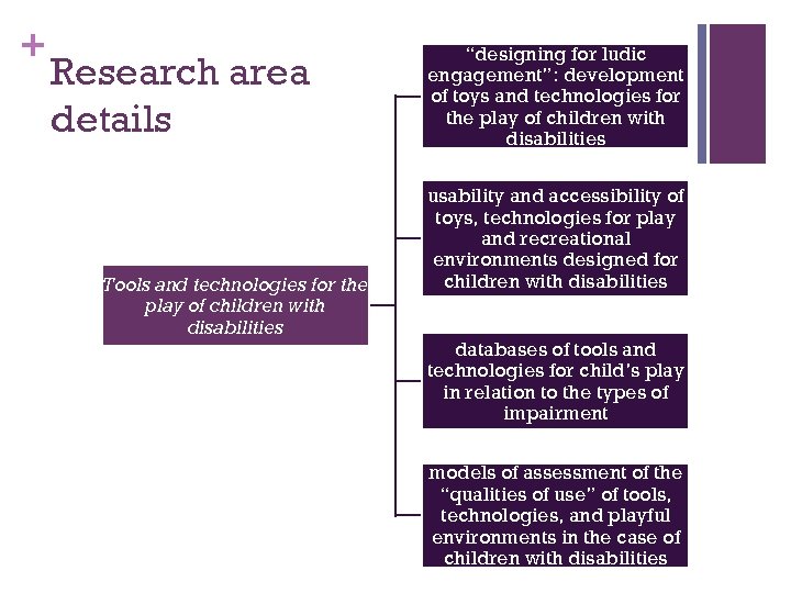 + Research area details Tools and technologies for the play of children with disabilities
