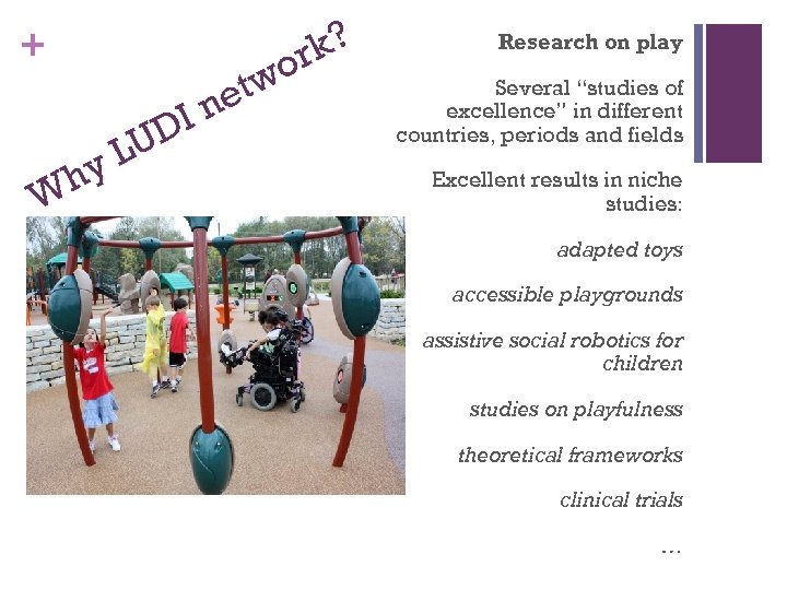 + tw e k? or In D h W LU y Research on play