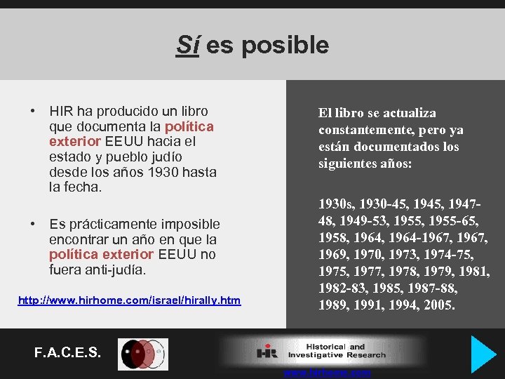 Sí es posible • HIR ha producido un libro que documenta la política exterior