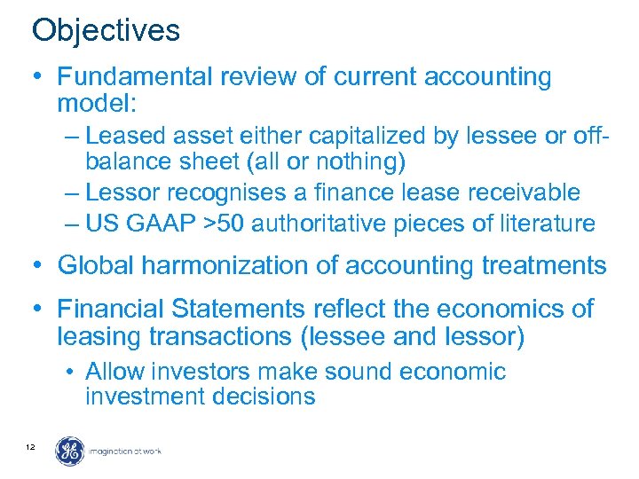 Objectives • Fundamental review of current accounting model: – Leased asset either capitalized by