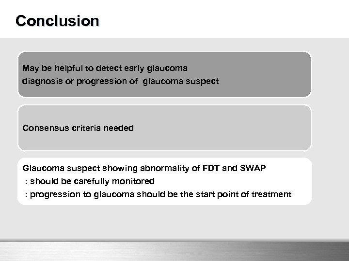 Conclusion May be helpful to detect early glaucoma diagnosis or progression of glaucoma suspect