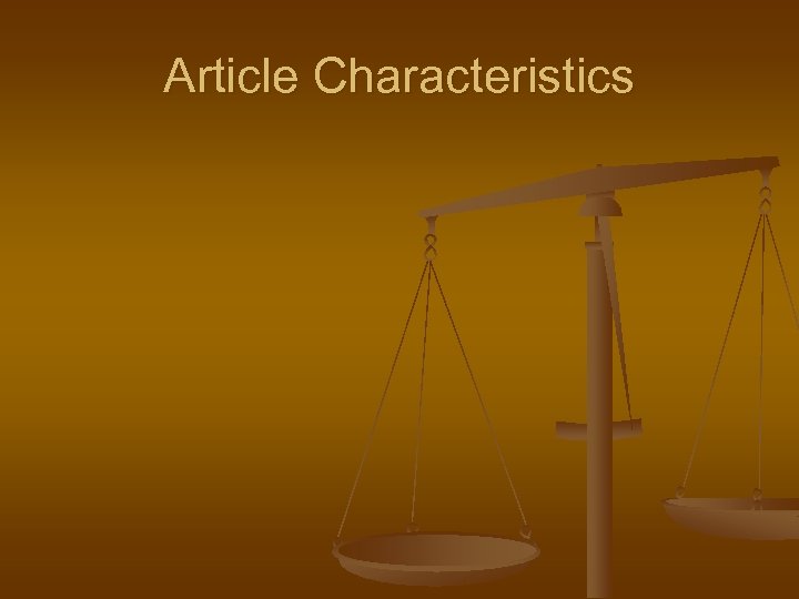 Article Characteristics 