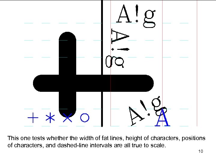 This one tests whether the width of fat lines, height of characters, positions of