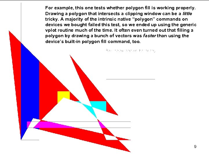 For example, this one tests whether polygon fill is working properly. Drawing a polygon