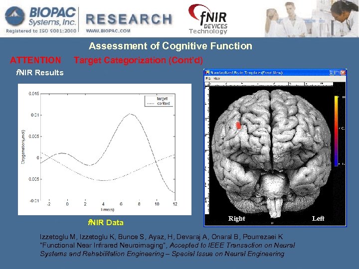 Technology Assessment of Cognitive Function ATTENTION Target Categorization (Cont’d) f. NIR Results f. NIR