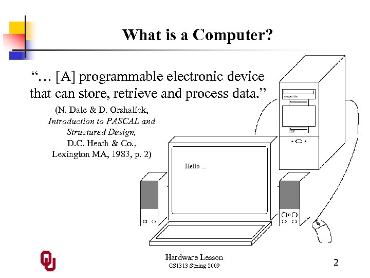 What is a Computer? “… [A] programmable electronic device that can store, retrieve and