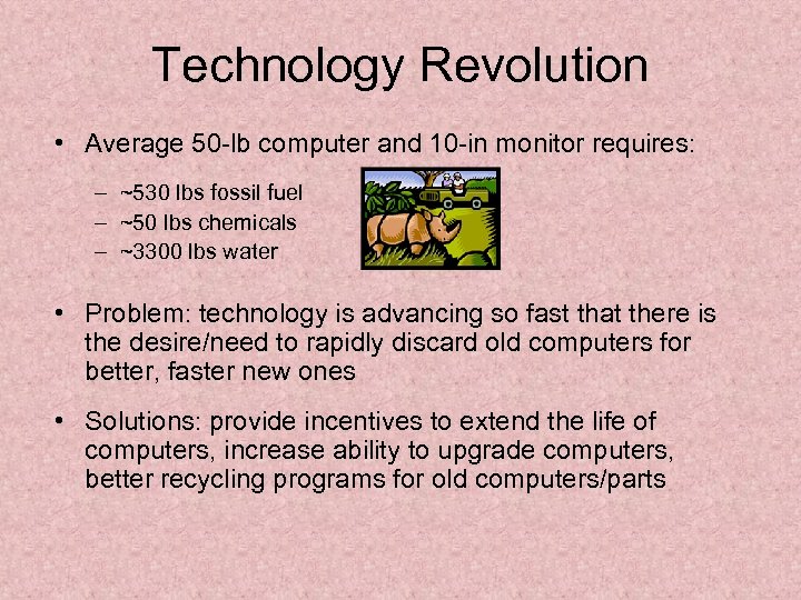 Technology Revolution • Average 50 -lb computer and 10 -in monitor requires: – ~530