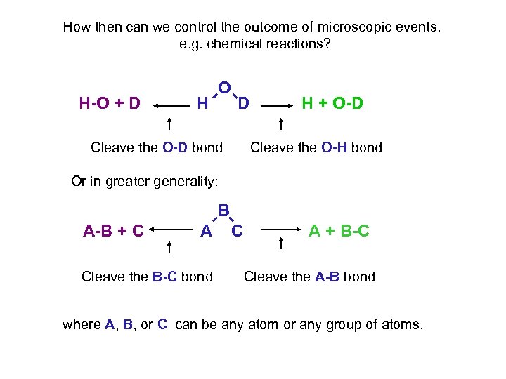 How then can we control the outcome of microscopic events. e. g. chemical reactions?