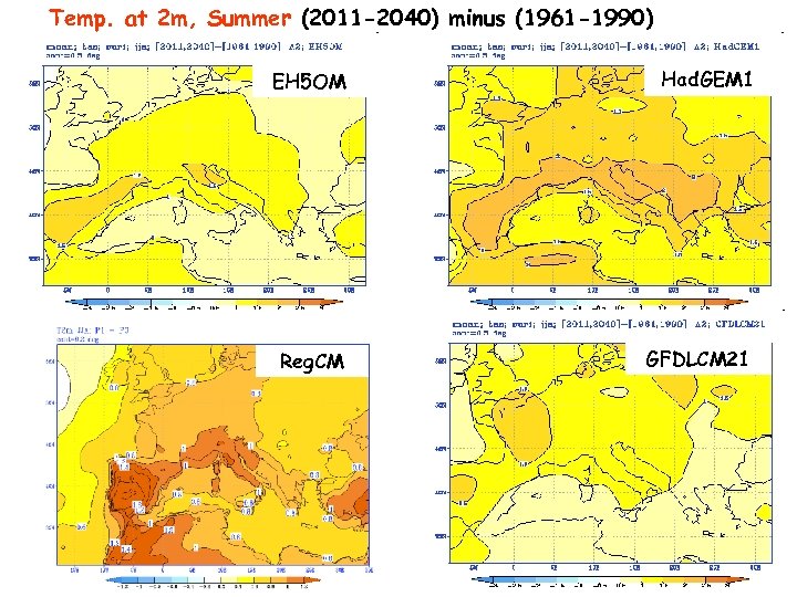 Temp. at 2 m, Summer (2011 -2040) minus (1961 -1990) EH 5 OM Had.