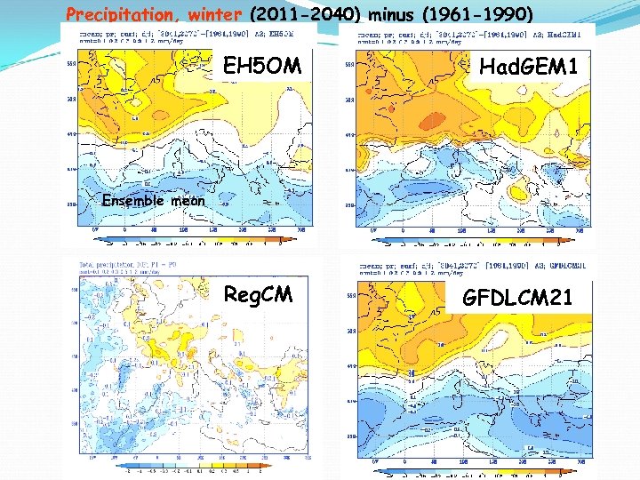 Precipitation, winter (2011 -2040) minus (1961 -1990) EH 5 OM Had. GEM 1 Ensemble