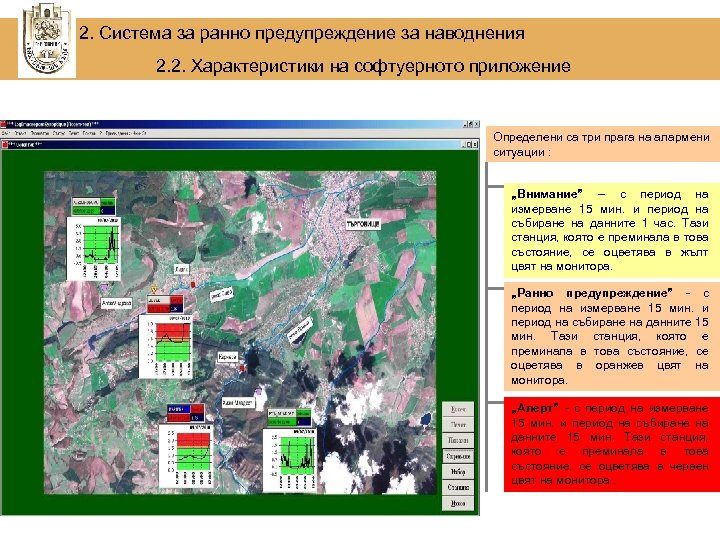 2. Система за ранно предупреждение за наводнения 2. 2. Характеристики на софтуерното приложение Определени