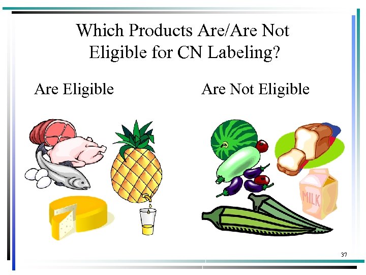 Which Products Are/Are Not Eligible for CN Labeling? Are Eligible Are Not Eligible 37