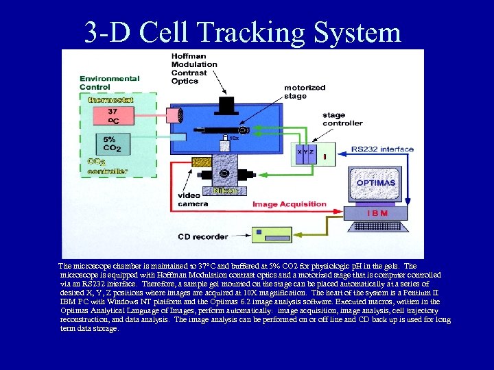 3 -D Cell Tracking System The microscope chamber is maintained to 37°C and buffered