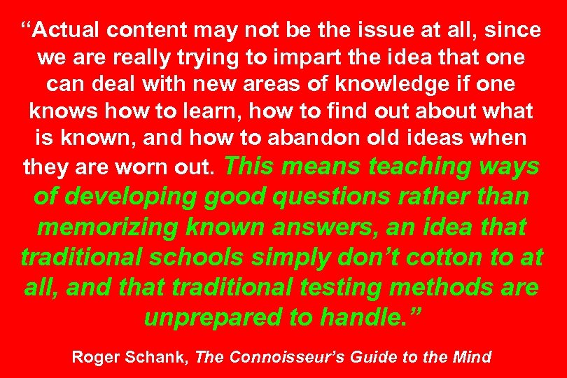 “Actual content may not be the issue at all, since we are really trying