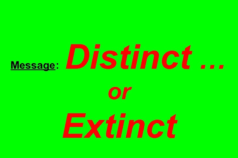 Message: Distinct … or Extinct 