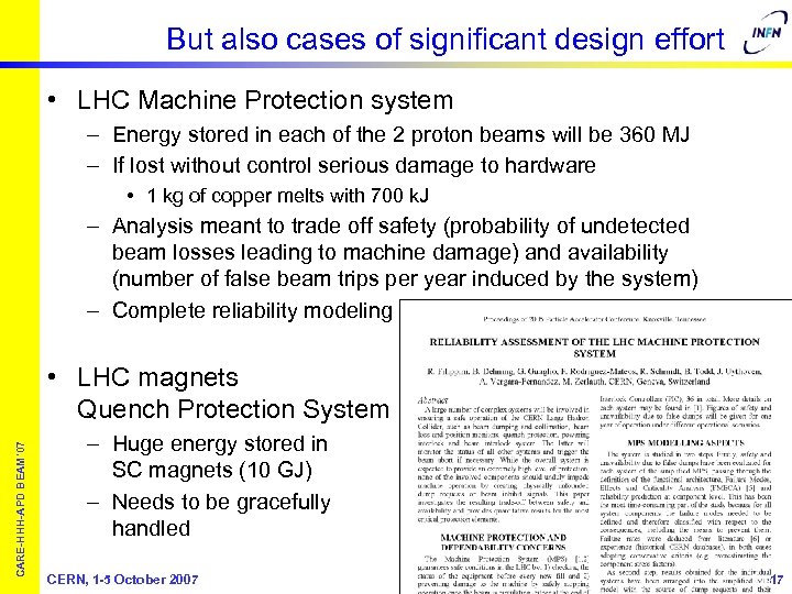 But also cases of significant design effort • LHC Machine Protection system – Energy