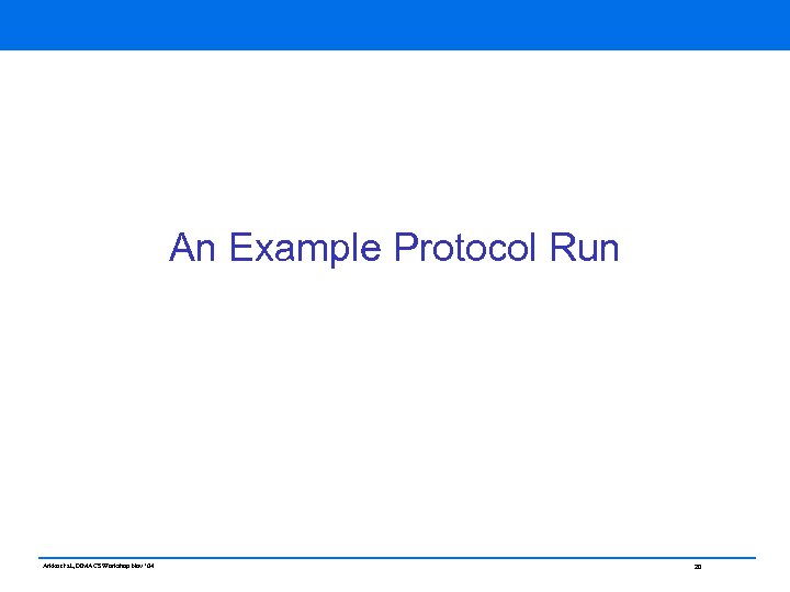 An Example Protocol Run Arkko et al, DIMACS Workshop Nov ‘ 04 20 