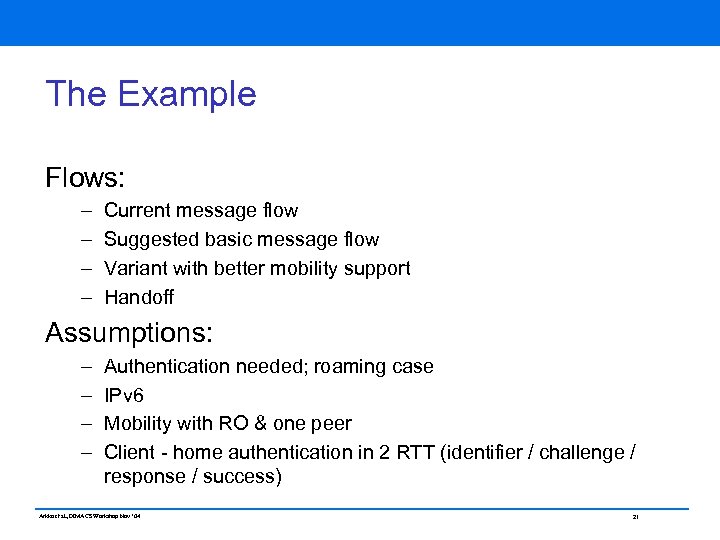 The Example Flows: – – Current message flow Suggested basic message flow Variant with