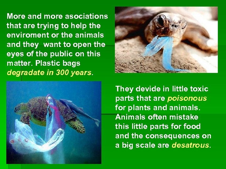 More and more asociations that are trying to help the enviroment or the animals