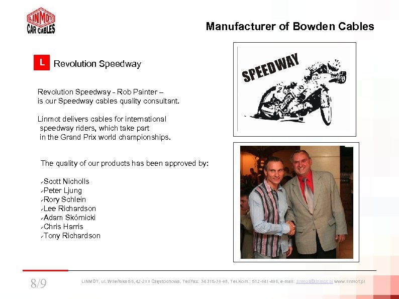Manufacturer of Bowden Cables L L Revolution Speedway - Rob Painter – is our