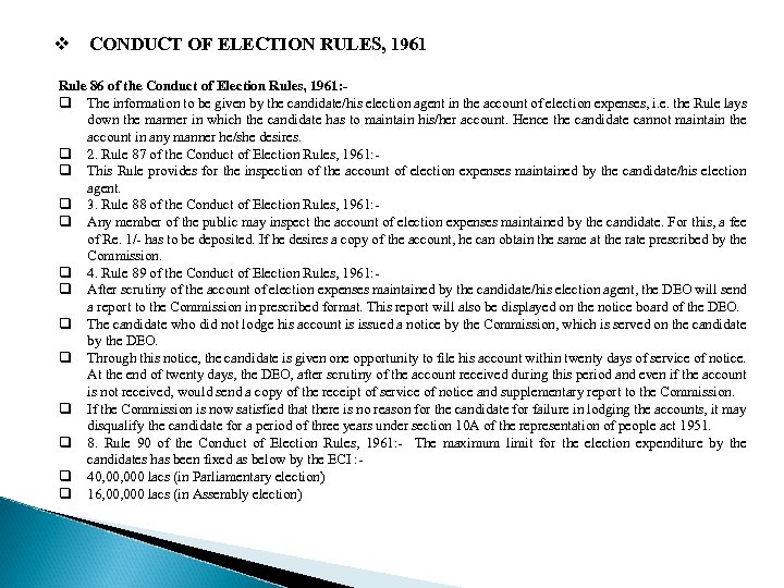 v CONDUCT OF ELECTION RULES, 1961 Rule 86 of the Conduct of Election Rules,