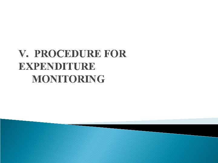 V. PROCEDURE FOR EXPENDITURE MONITORING 