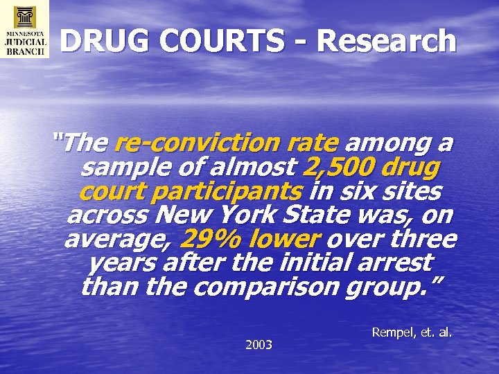 DRUG COURTS - Research “The re-conviction rate among a sample of almost 2, 500