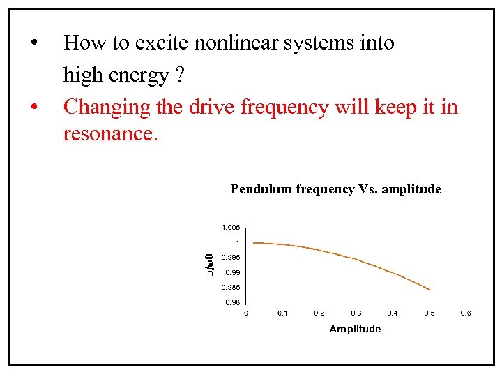  • • How to excite nonlinear systems into high energy ? Changing the