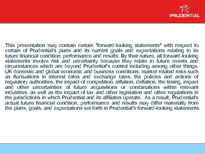 This presentation may contain certain 