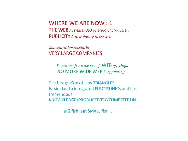 WHERE WE ARE NOW : 1 THE WEB has extended offering of products. .