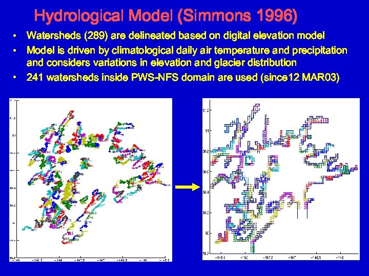 Hydrological Model (Simmons 1996) • Watersheds (289) are delineated based on digital elevation model