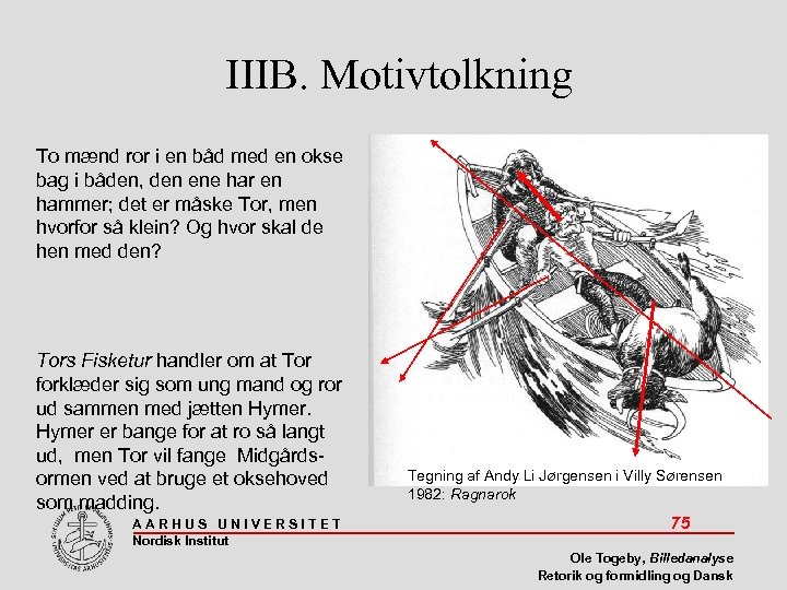 IIIB. Motivtolkning To mænd ror i en båd med en okse bag i båden,