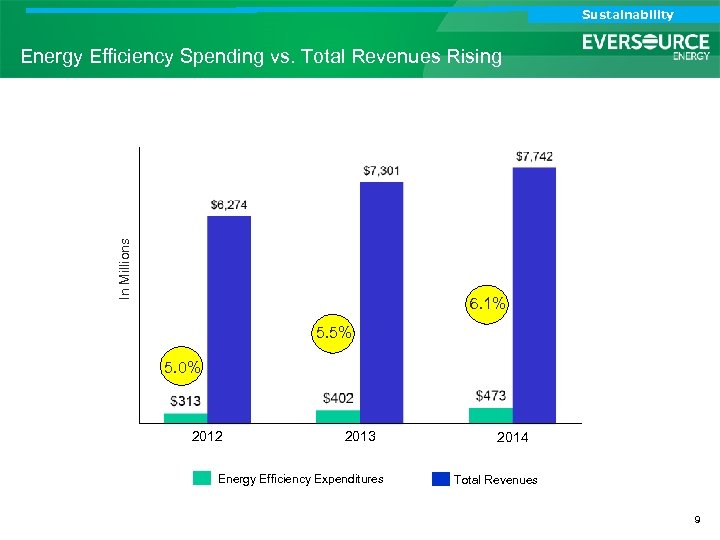 Analyst Call Sustainability Investor Call In Millions Energy Efficiency Spending vs. Total Revenues Rising