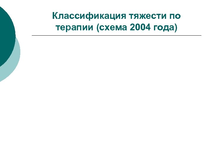 Классификация тяжести по терапии (схема 2004 года) 