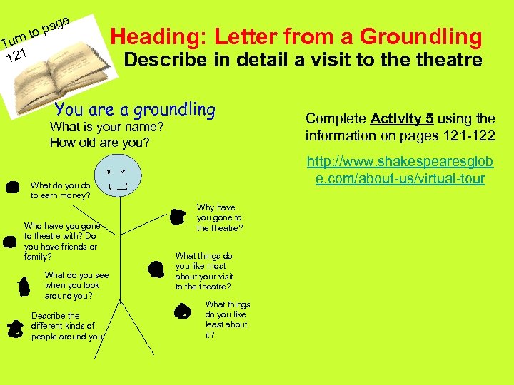 n Tur 121 e pag to Heading: Letter from a Groundling Describe in detail