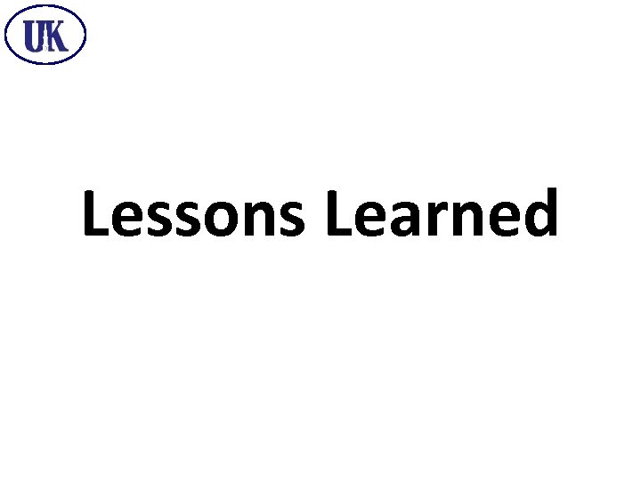 Lessons Learned 