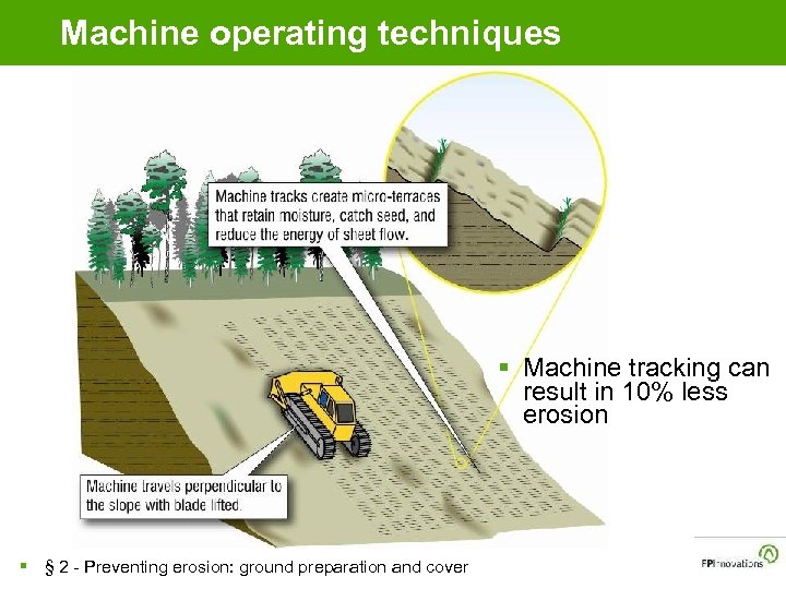 Machine operating techniques § Machine tracking can result in 10% less erosion § §