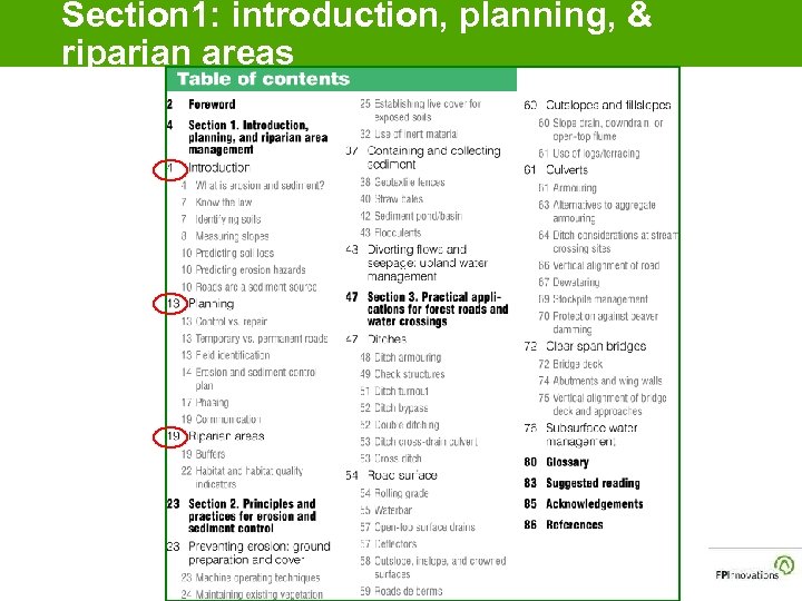 Section 1: introduction, planning, & riparian areas 