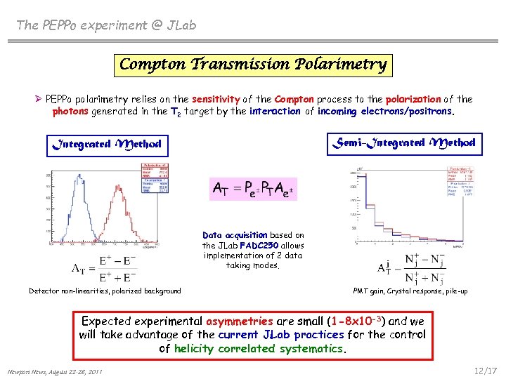 The PEPPo experiment @ JLab Compton Transmission Polarimetry Ø PEPPo polarimetry relies on the