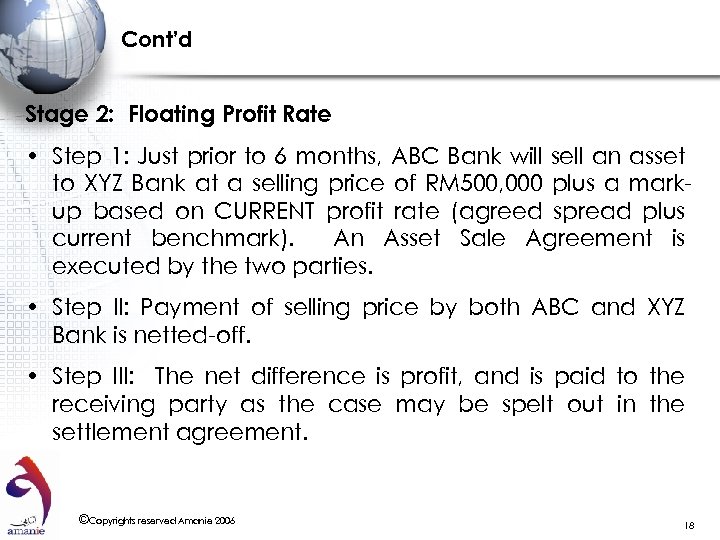 Cont’d Stage 2: Floating Profit Rate • Step 1: Just prior to 6 months,