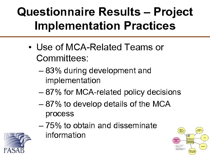 Questionnaire Results – Project Implementation Practices • Use of MCA-Related Teams or Committees: –