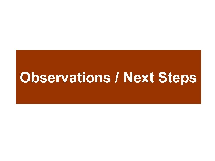Observations / Next Steps 